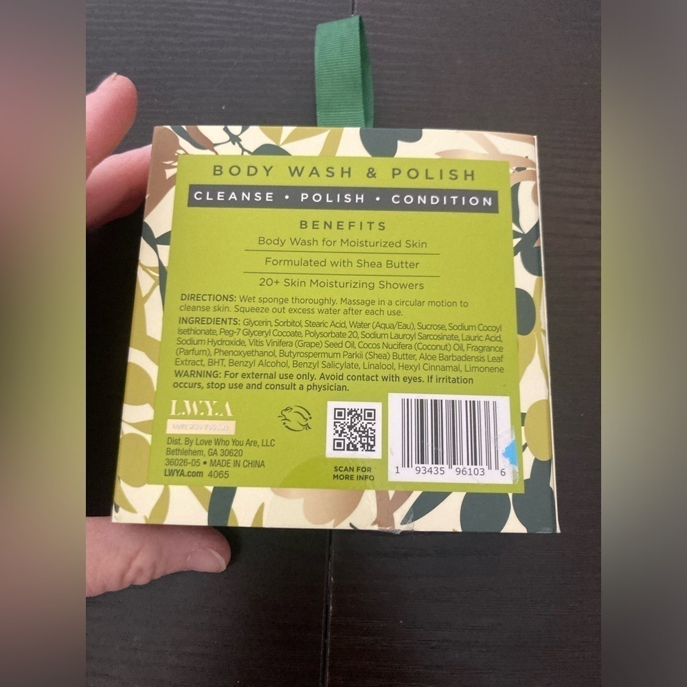 Love Who You Are Olive me tender body wash & polish sponge. 20 or more uses. - Picture 3 of 4